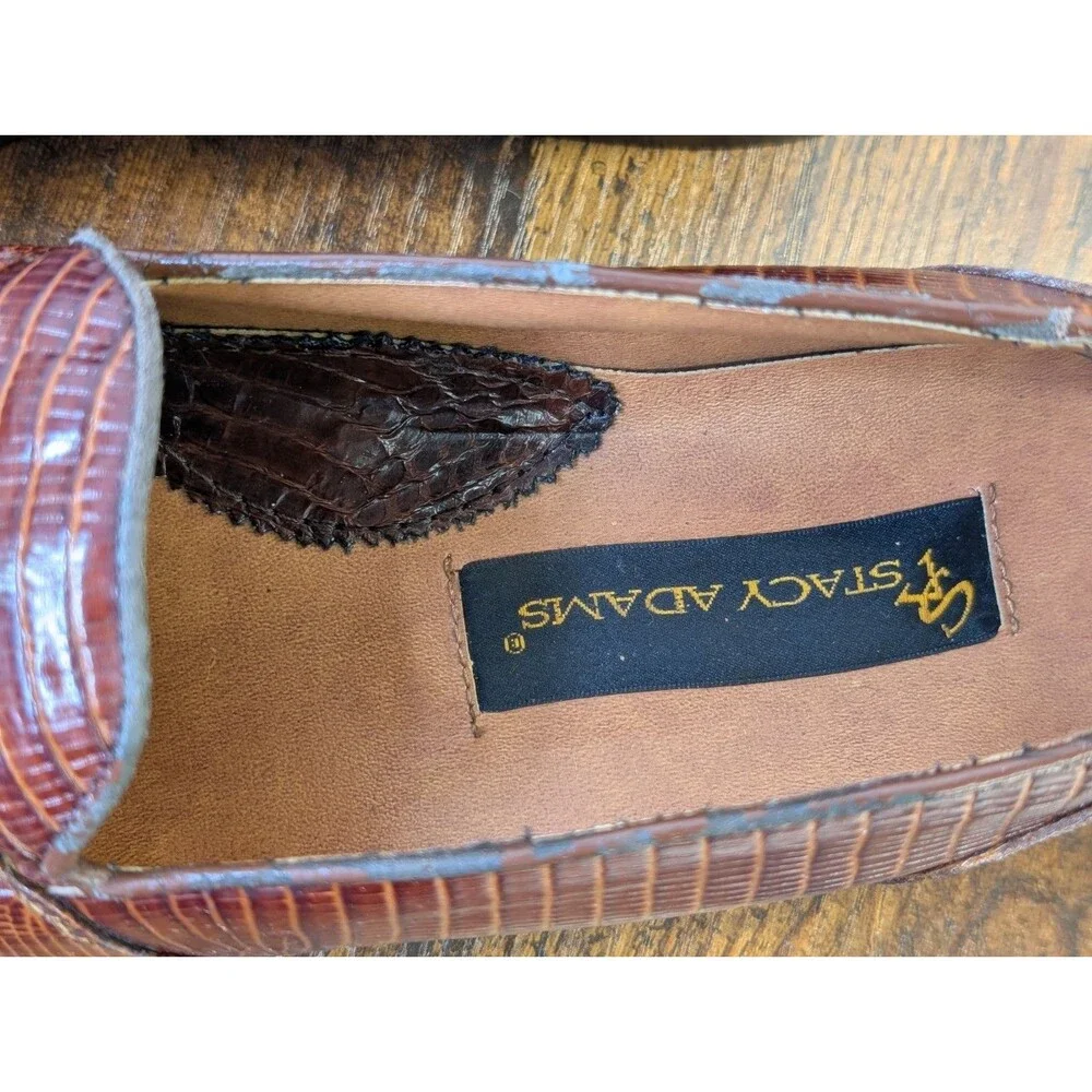 Stacy Adams Santana Tassel Loafers Men’s 8.5 M Cognac Brown Snake Leather 23121